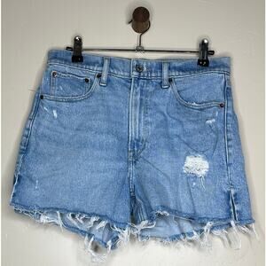 Abercrombie 4" Mom Short High Rise Denim Light Blue Jeans Cut Off Size 26 or 2